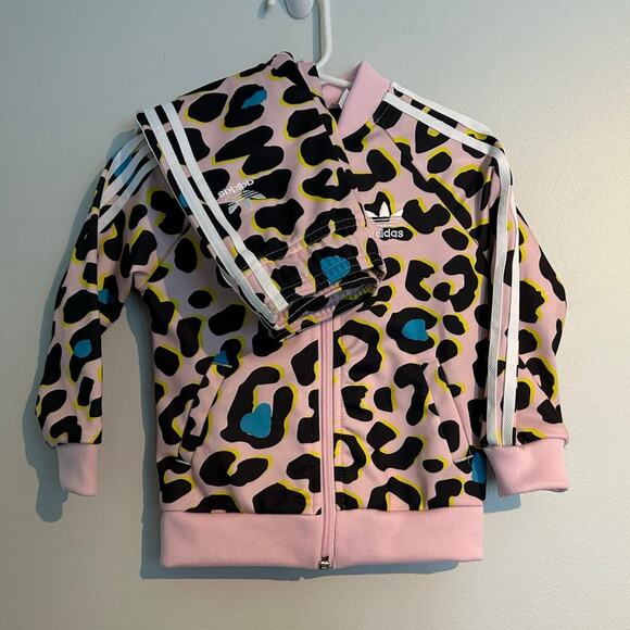 Adidas Toddler Girl 2-Piece Track Suit, Pink Leopard, Size 18 Months - Picture 1 of 10